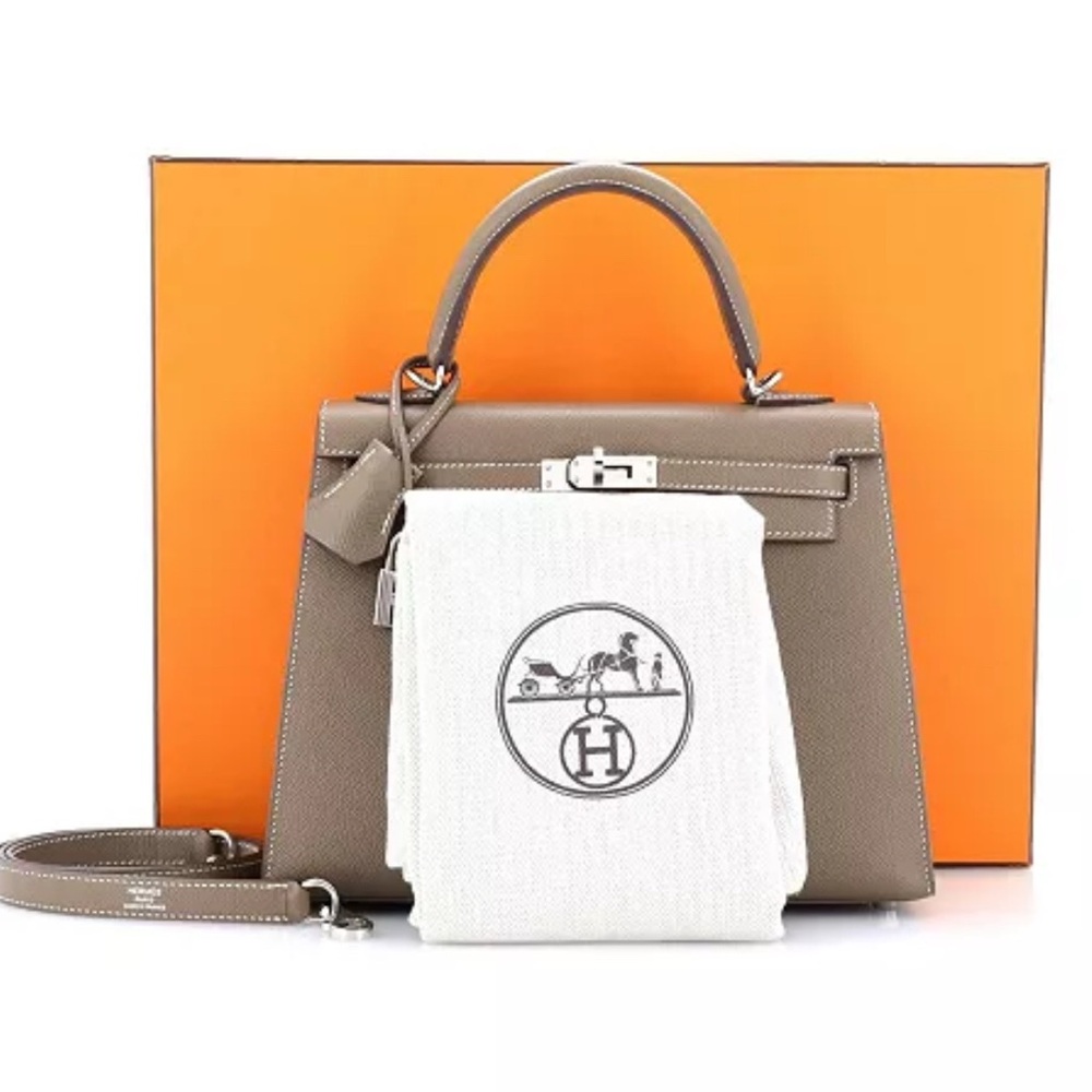 Hermès Kelly 25 Handbag Grey Epsom with Palladium Hardware GUC 100% Authentic - Picture 3 of 10